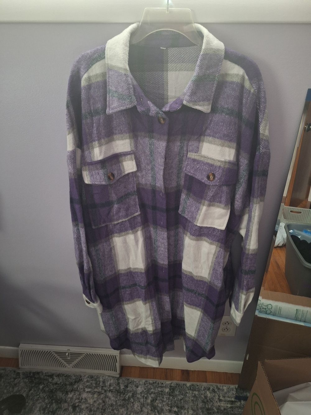 Purple Plaid Men's Shirt Jacket - Classic Casual